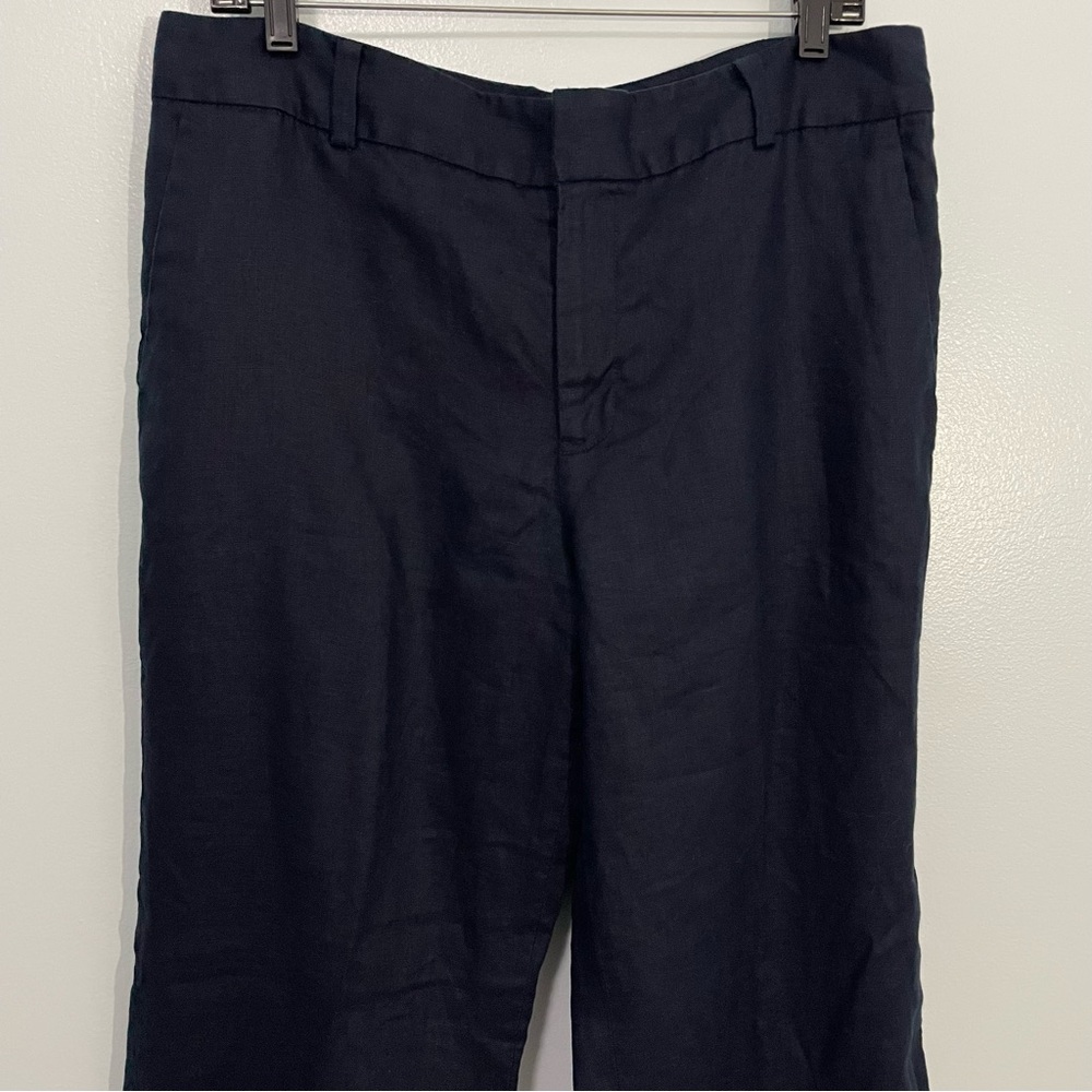 Chaps Navy Blue Linen Wide Leg Pants Size 14 - Picture 3 of 10